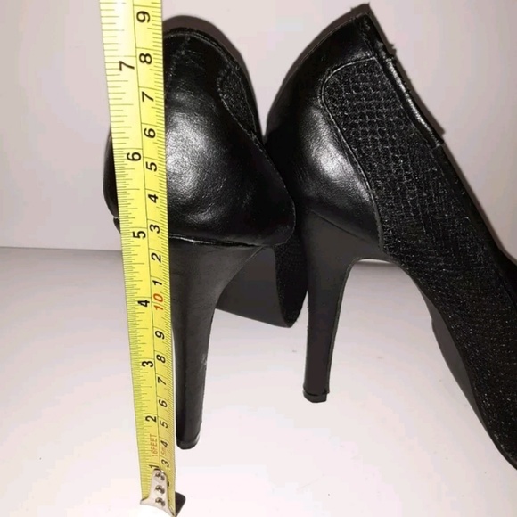 Dots Black Mesh w Vegan Leather Peep Toe Heels - Picture 3 of 6